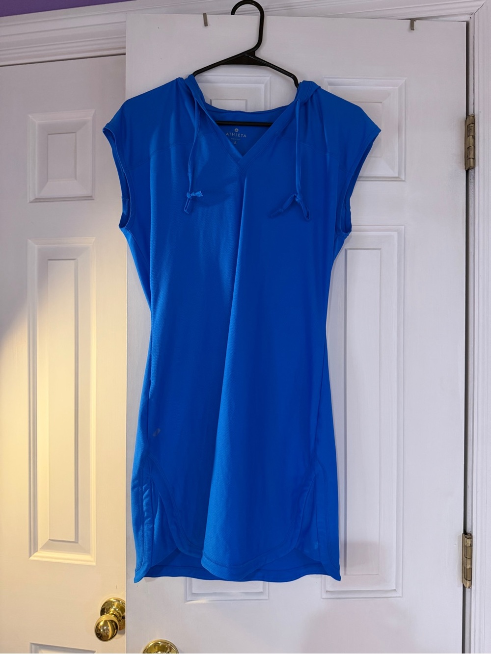 ATHLETA Bright Blue Mini Dress with Hood